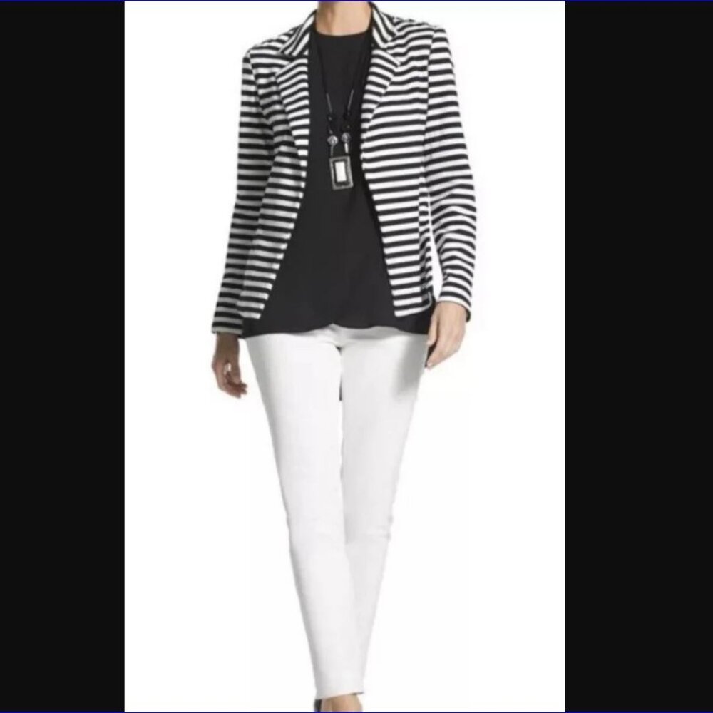 CHICO’s Blazer - B/W Striped - Sz 3 or XL - NWT - Picture 7 of 14